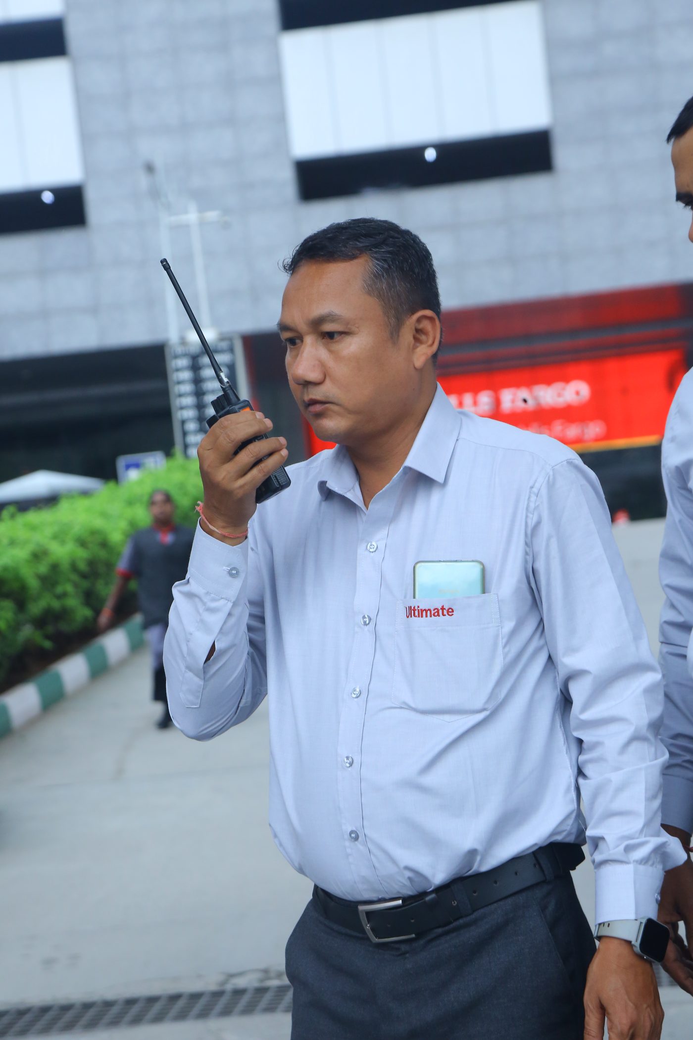 Security professional with radio