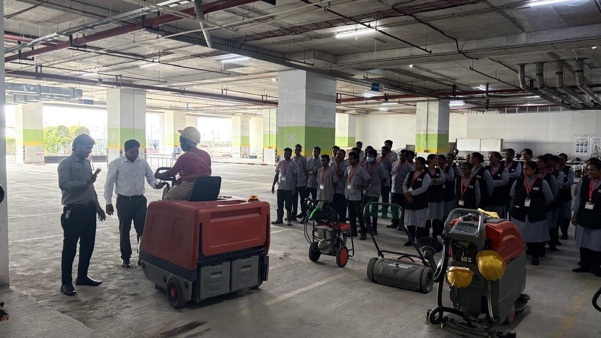 Equipment training at parking facility